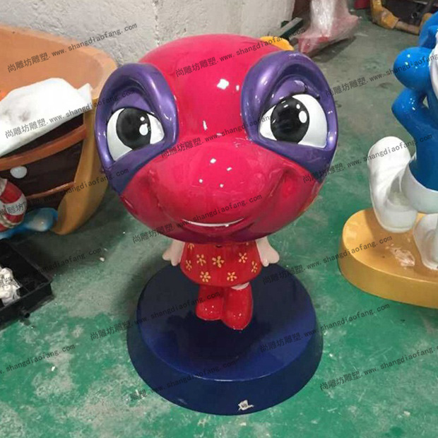 大眼绿蛙玻璃钢雕塑红色1