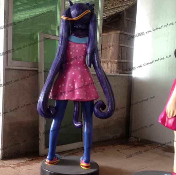 卡通公仔猫娘雕塑紫色2