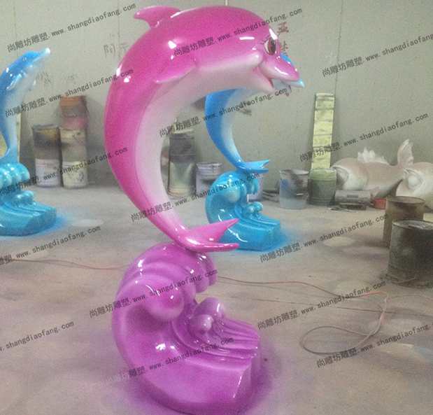 单海豚海浪组合雕塑1