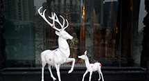 【酒店商场】重庆北辰酒店大门装饰迎宾摆件彩绘鹿雕塑