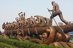 【公园雕塑】端午节仿铜龙船雕塑
