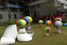 【玻璃钢热气球雕塑】既然不能坐着热气球环游世界，那就做一个热气球主题雕塑满足一下吧！